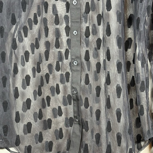Hot Topic Coffin Blouse Women's Sheer Goth Gothic Dark Witchy Whimsygoth XL - Picture 3 of 7